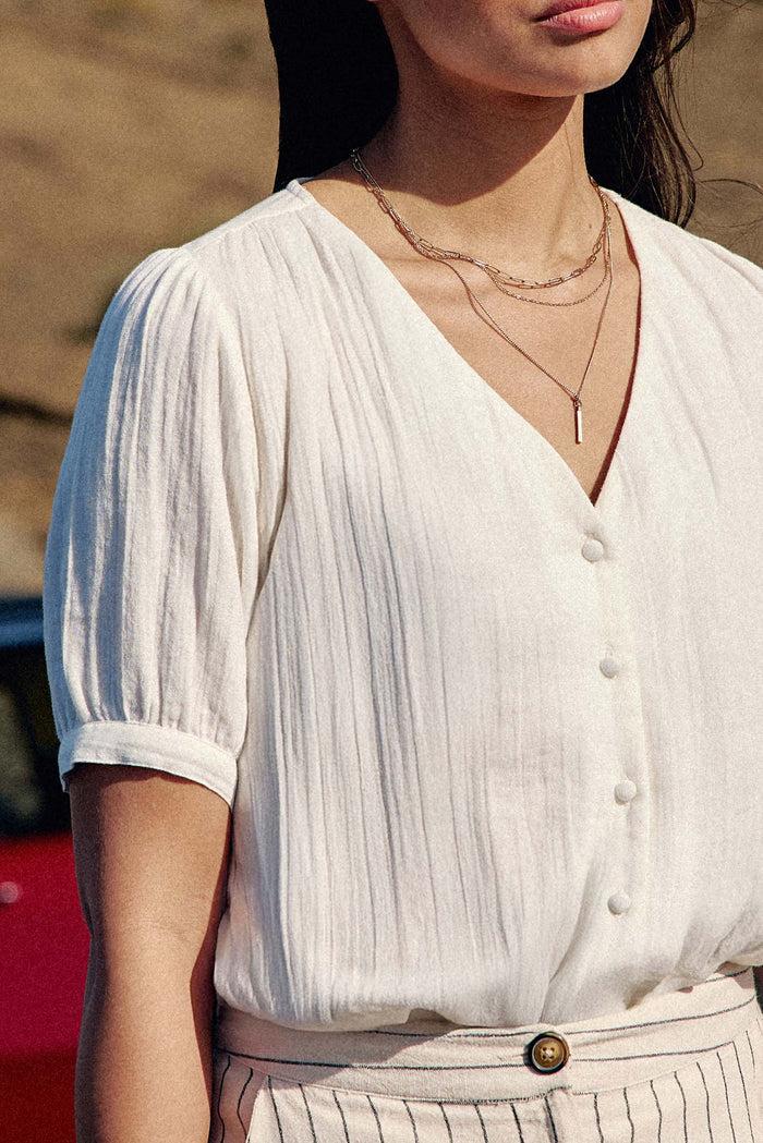 la petite étoile Top col V blanc - Tevan