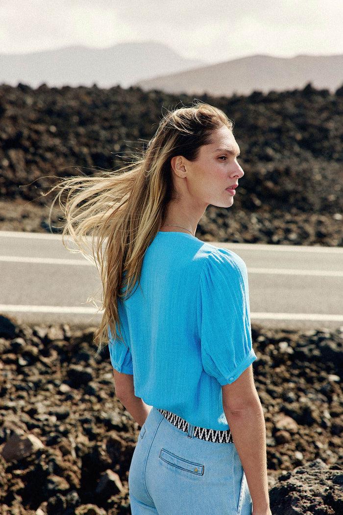 La Petite étoile Top Col V Bleu - Tevan