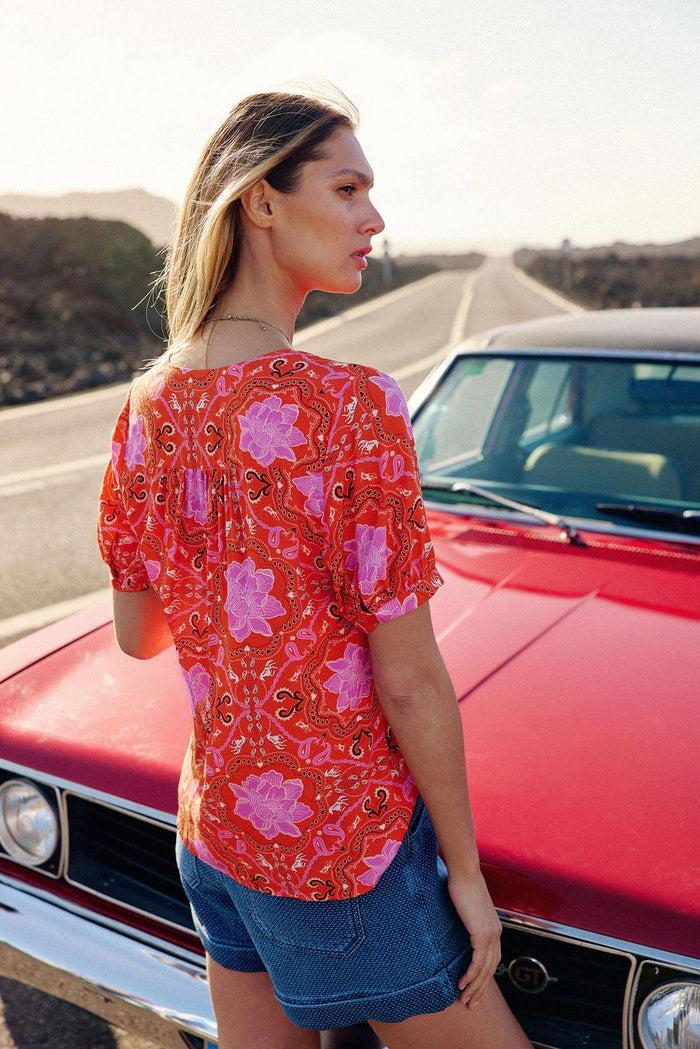 La Petite étoile Top Col V Orange - Thuy