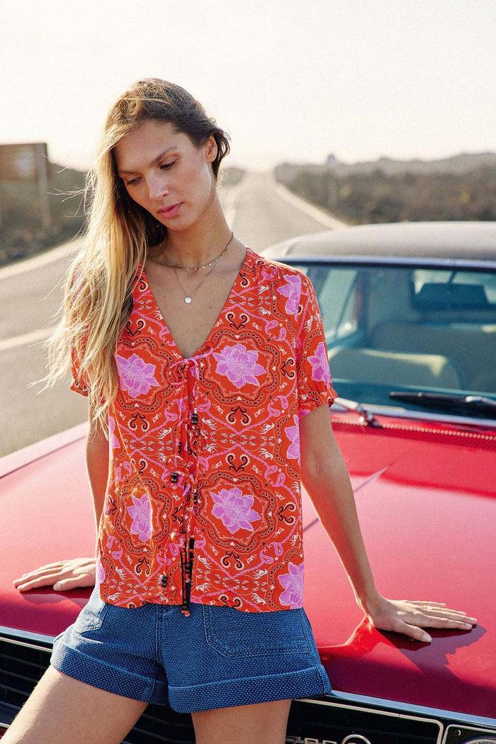 La Petite étoile Top Col V Orange - Thuy