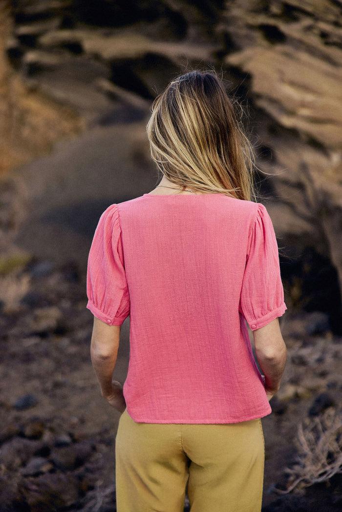 La Petite étoile Top Col V Rose - Tevan