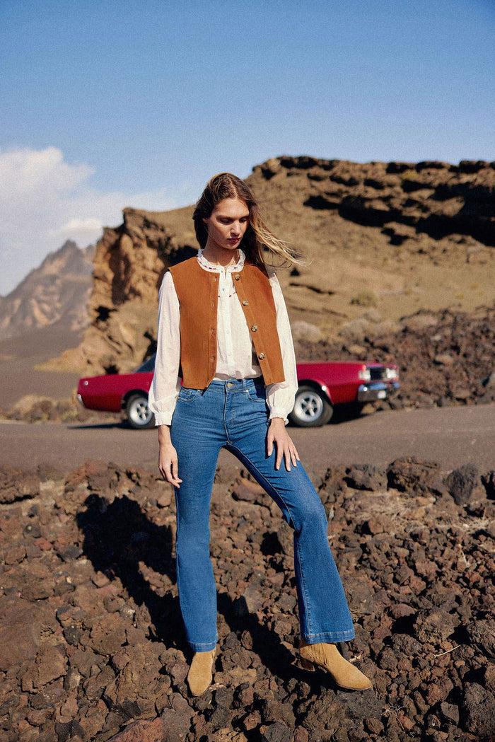 La Petite étoile Veste En Cuir Camel - Flora