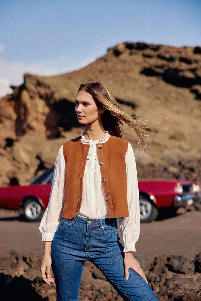 la petite étoile Veste en cuir camel - Flora