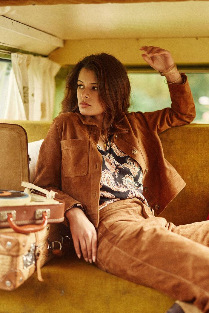 La Petite étoile Veste En Cuir Camel - Virgina