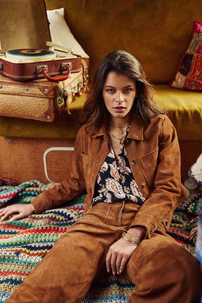 La Petite étoile Veste En Cuir Camel - Virgina