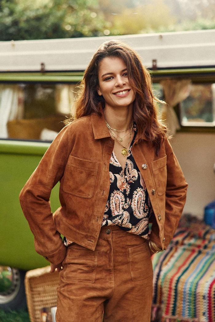 la petite étoile Veste en cuir camel - Virgina