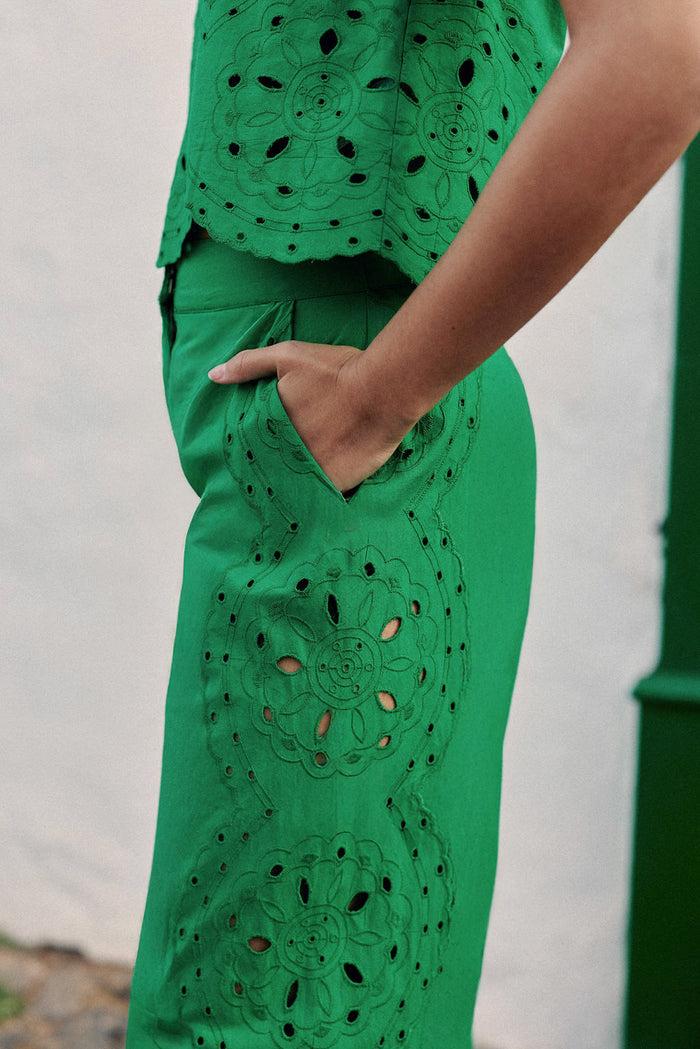 la petite étoile Pantalon droit ajouré vert - Philena