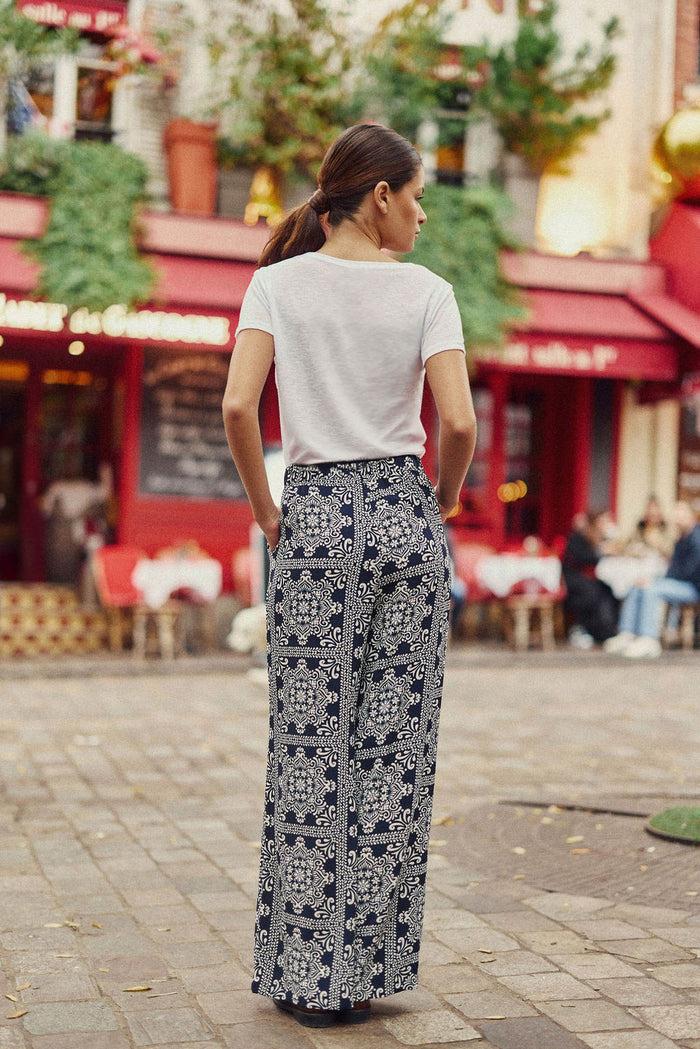La Petite étoile Pantalon Droit Imprimé Marine - Pozo