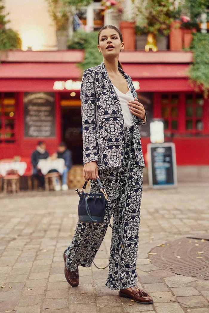 La Petite étoile Pantalon Droit Imprimé Marine - Pozo