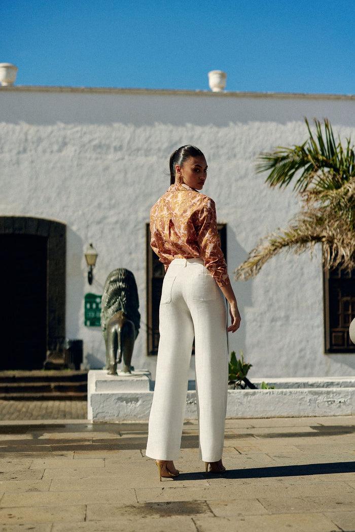 La Petite étoile Pantalon évasé En Lin écru - Atlanty