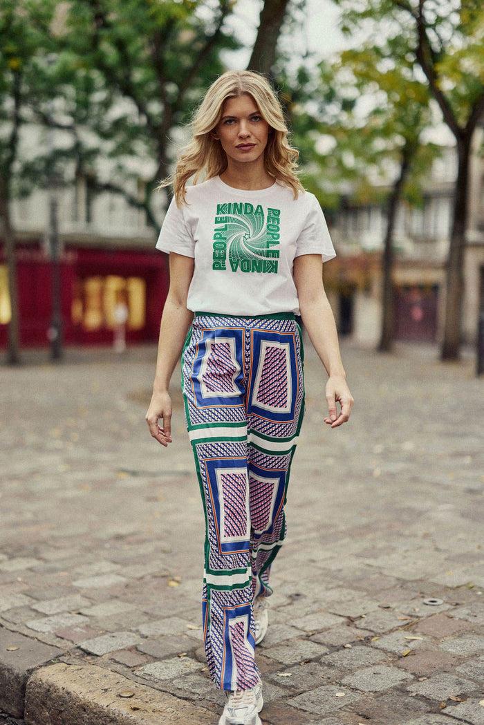 La Petite étoile Pantalon Large à Motif Vert - Polette