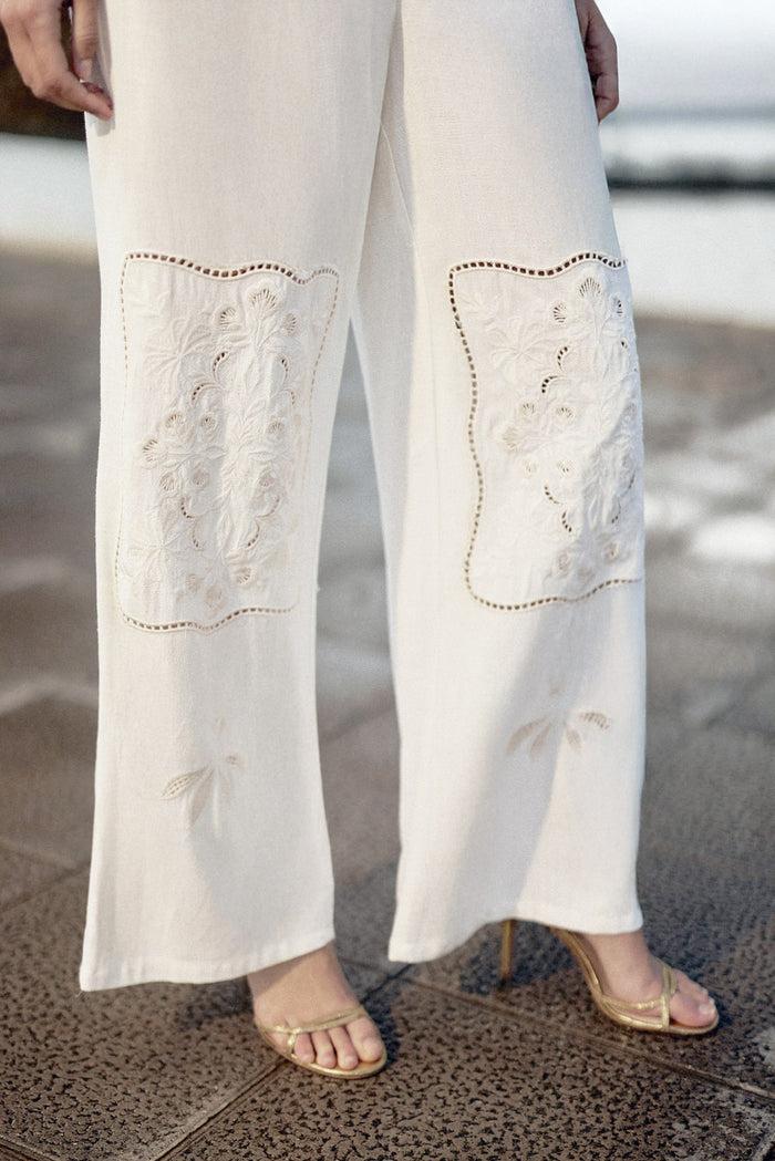 La Petite étoile Pantalon Large Ajouré Ivoire - Priska