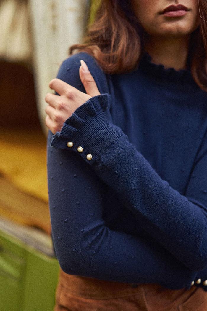 La Petite étoile Pull Col Montant Marine - Solferinos