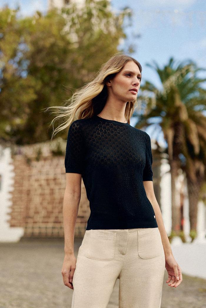 La Petite étoile Pull Col Rond En Maille Noir - Millie