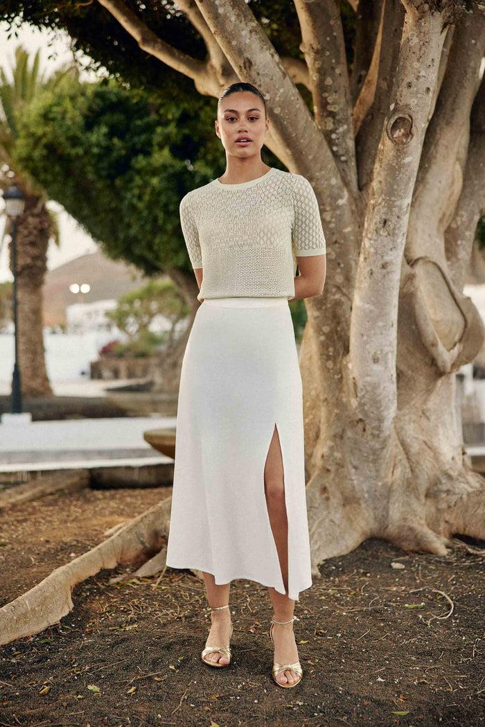 La Petite étoile Pull Col Rond En Maille Vert Amande - Millie