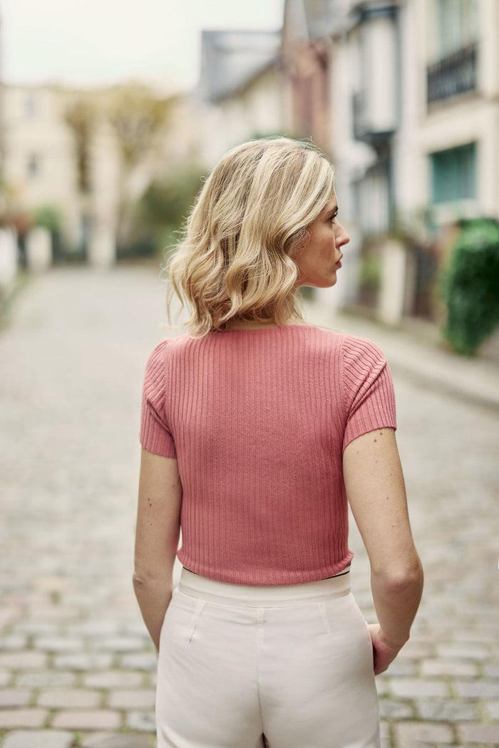 La Petite étoile Pull Manches Courtes Vieux Rose - Maria
