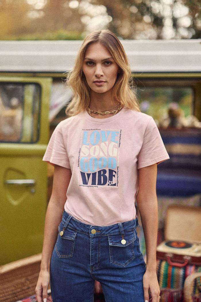 La Petite étoile T-shirt Col Rond Rose Poudrée - Tsong