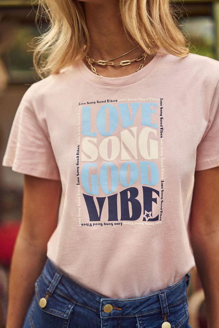 la petite étoile T-shirt col rond rose poudrée - Tsong