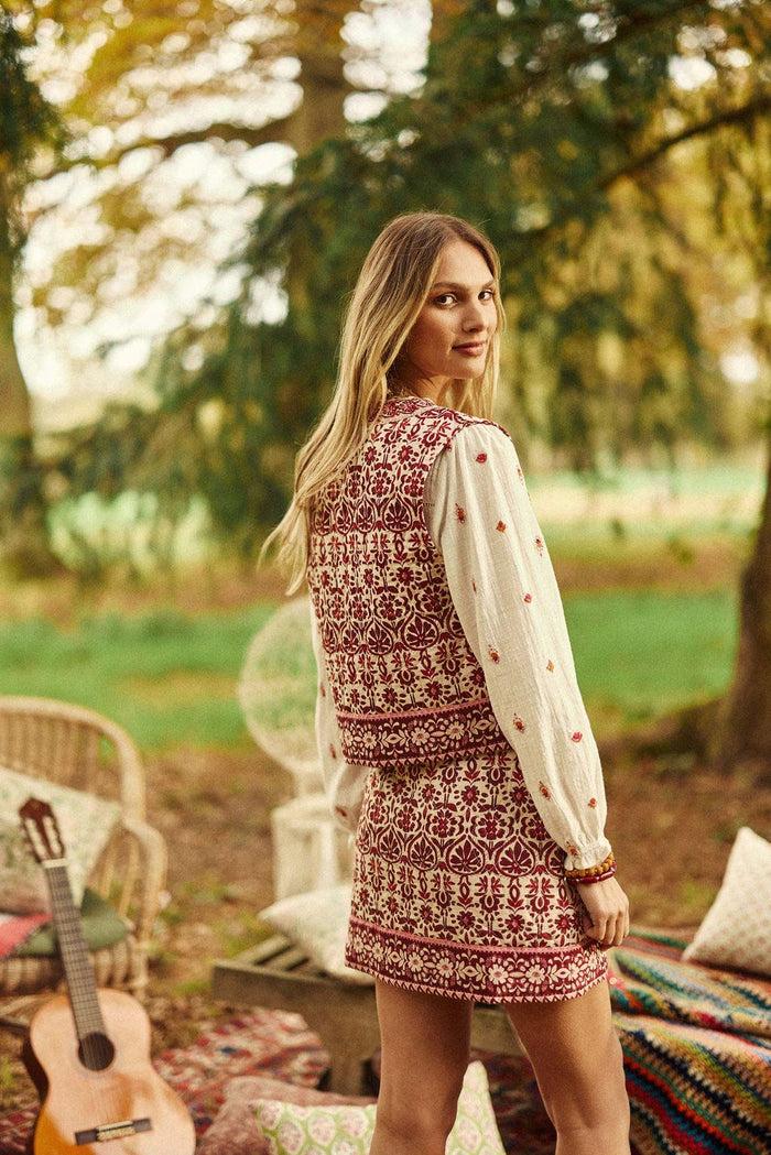 La Petite étoile Veste Sans Manches Fleur Rouge - Vilma