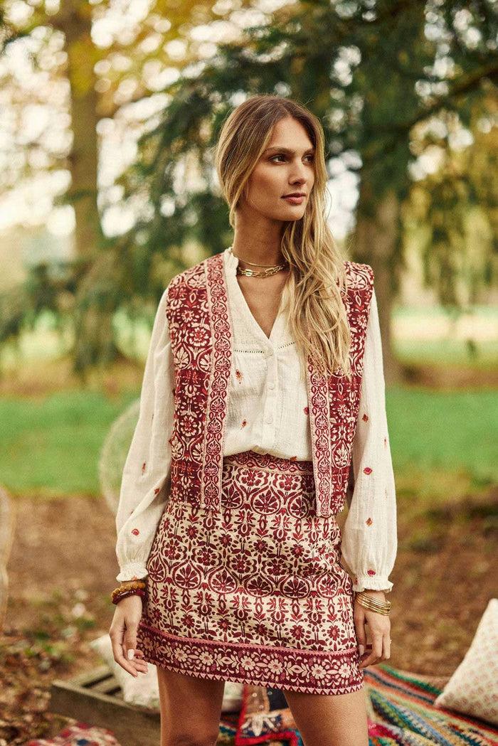 la petite étoile Veste sans manches fleur rouge - Vilma