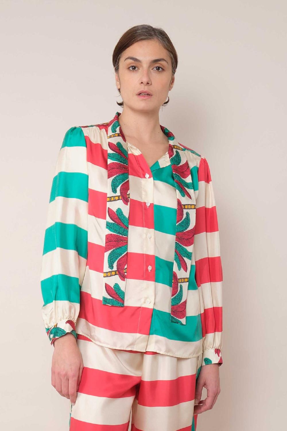 La Prestic Ouiston Chemise FRANCOISE – Mix Raye Polo Fuchsia