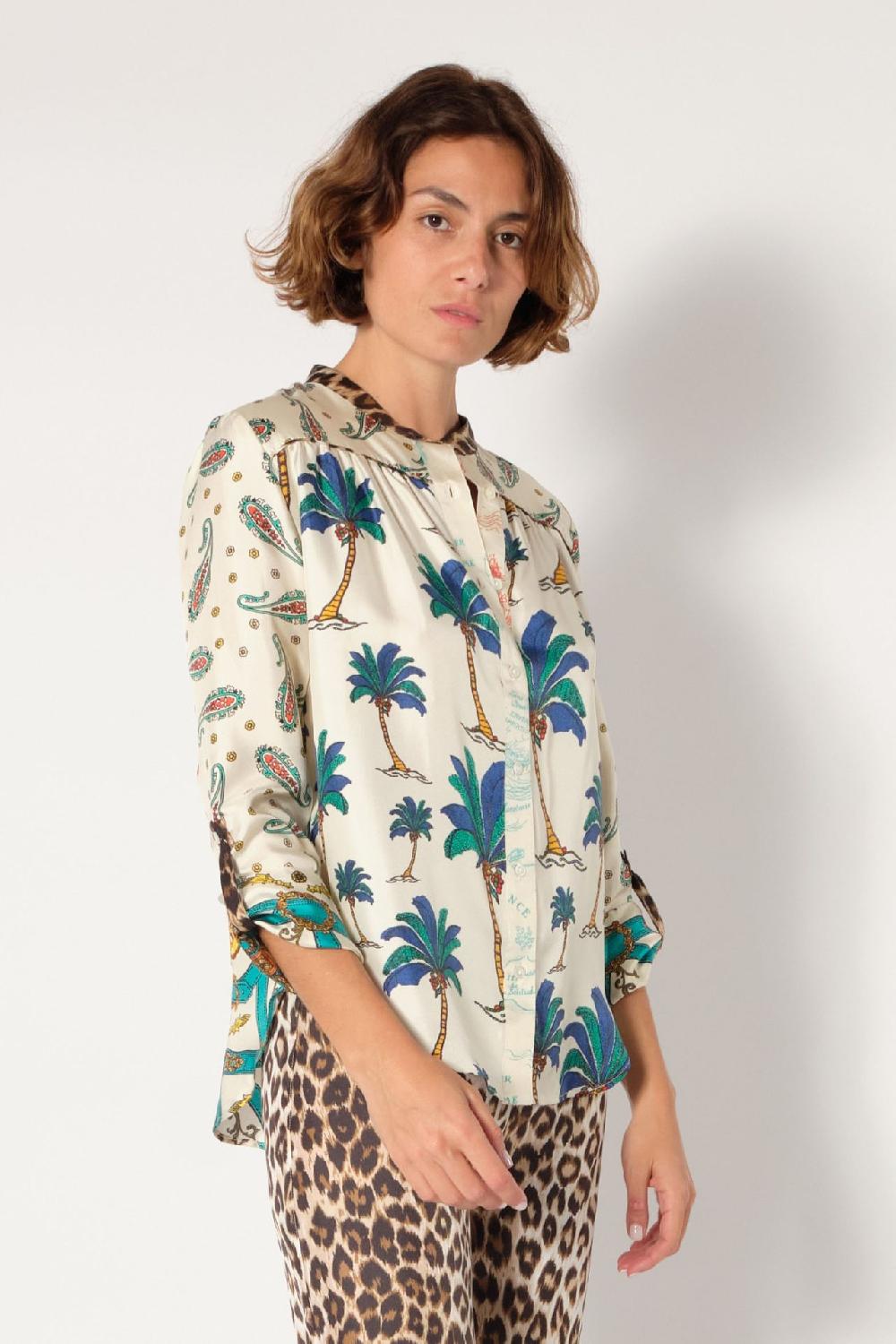 La Prestic Ouiston Chemise JEANNE – Mix Palmier Bleu