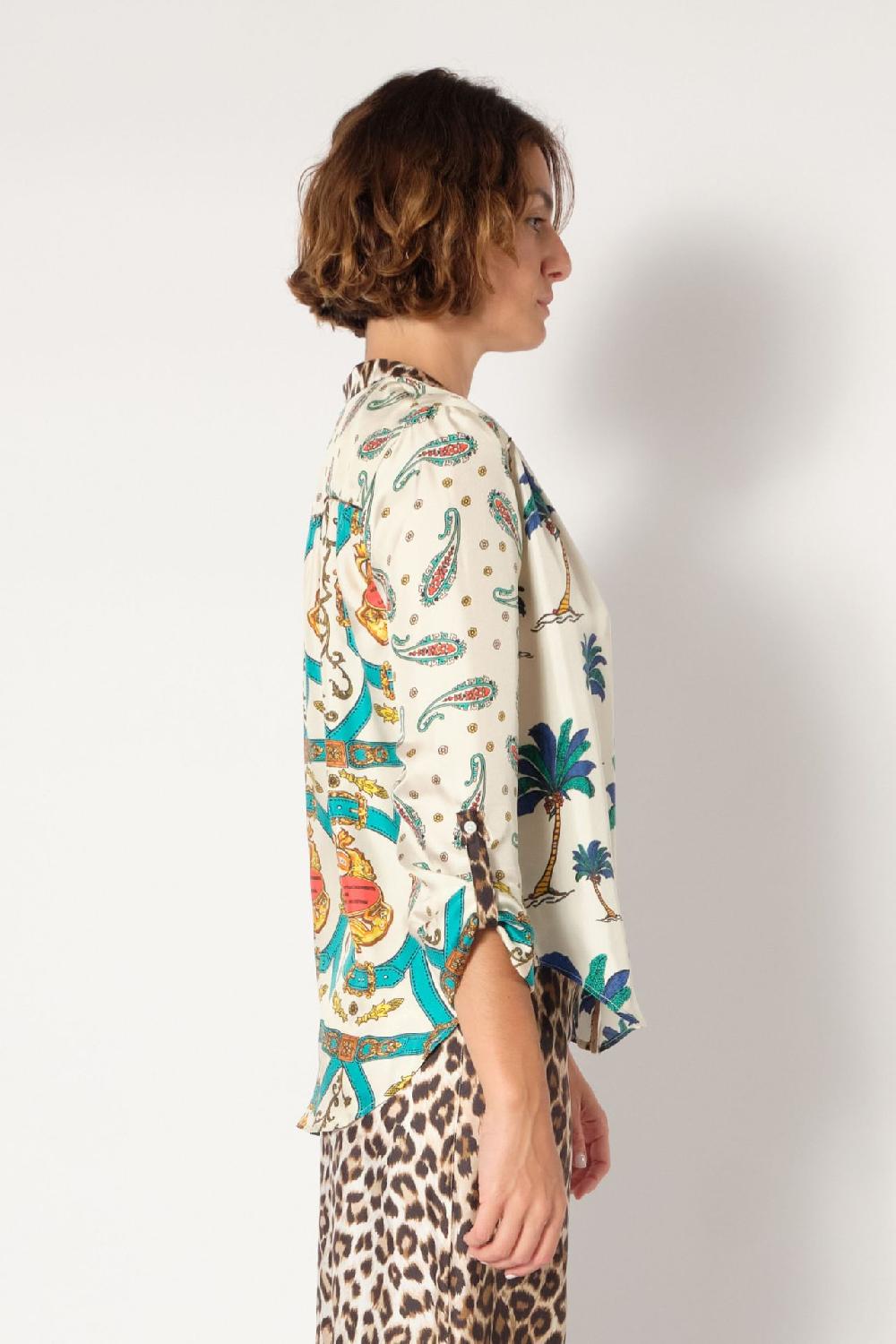 La Prestic Ouiston Chemise JEANNE – Mix Palmier Bleu