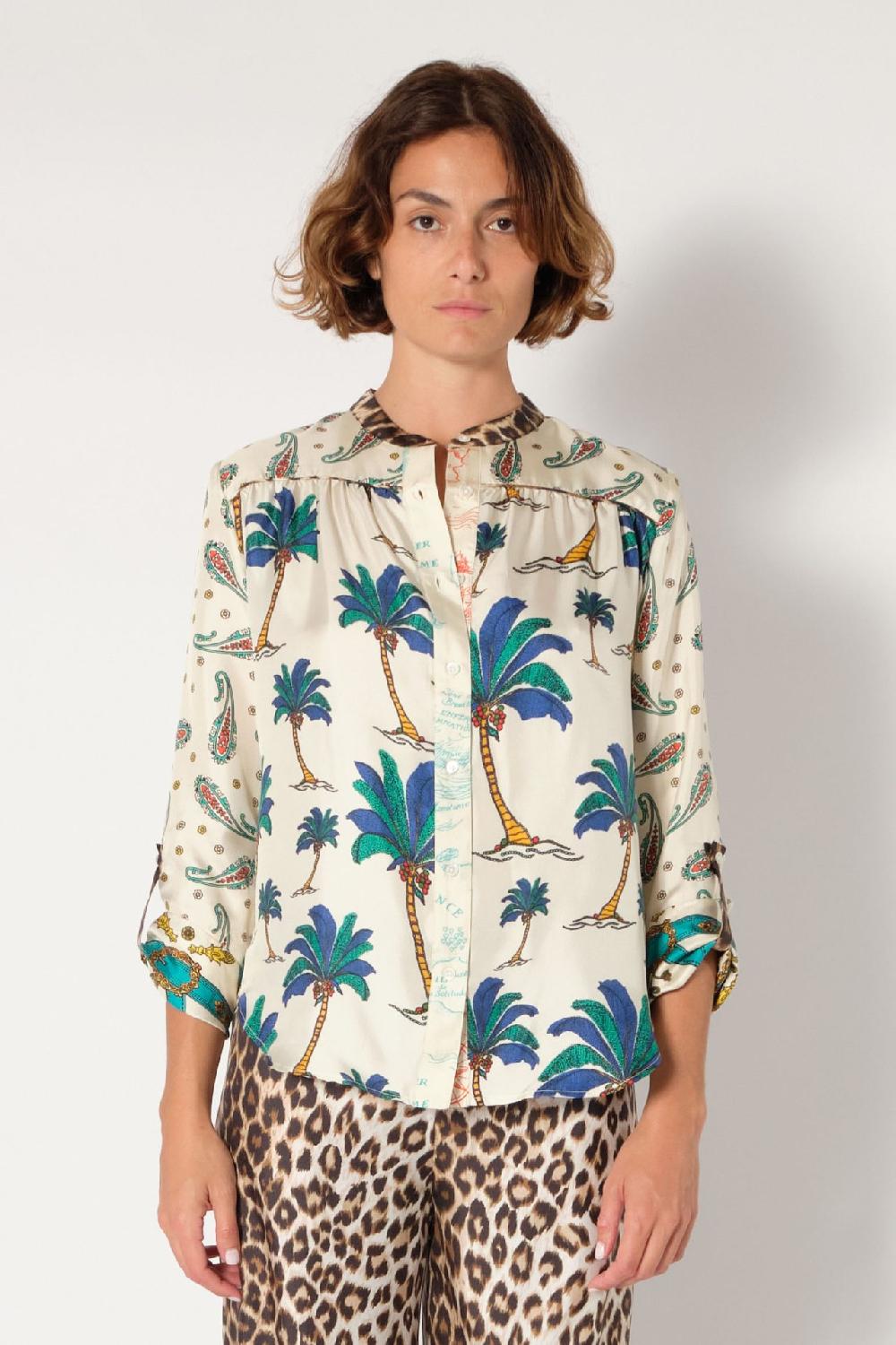 la prestic ouiston Chemise JEANNE – Mix Palmier bleu