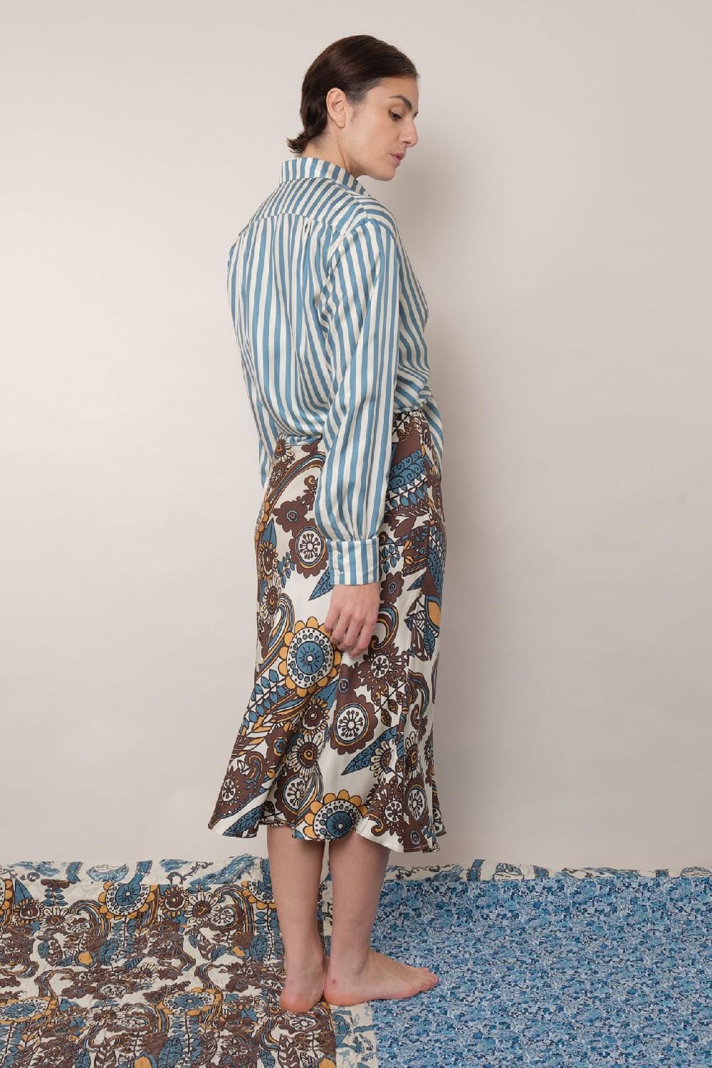 La Prestic Ouiston Jupe NOLA – Fiori Bleu Taupe