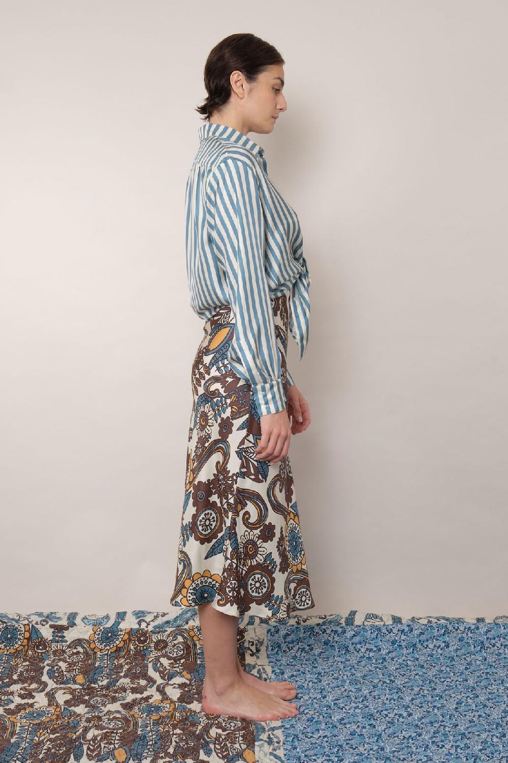 La Prestic Ouiston Jupe NOLA – Fiori Bleu Taupe