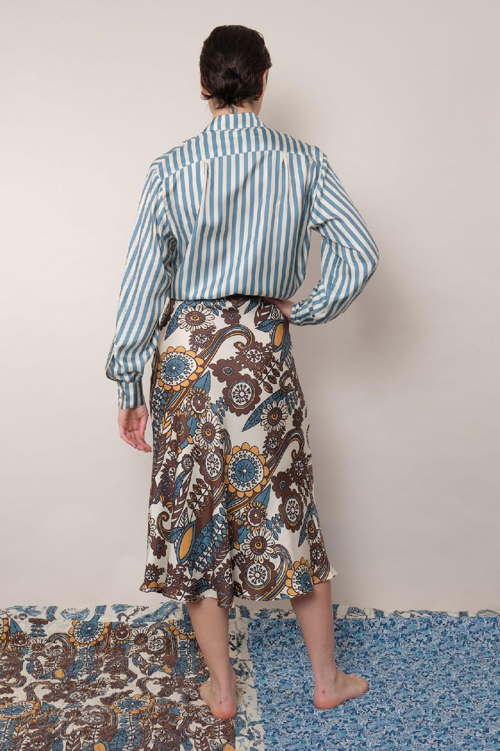 La Prestic Ouiston Jupe NOLA – Fiori Bleu Taupe