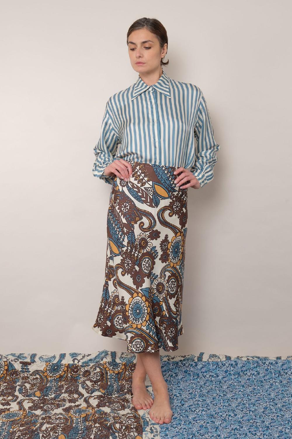 la prestic ouiston Jupe NOLA – Fiori bleu Taupe