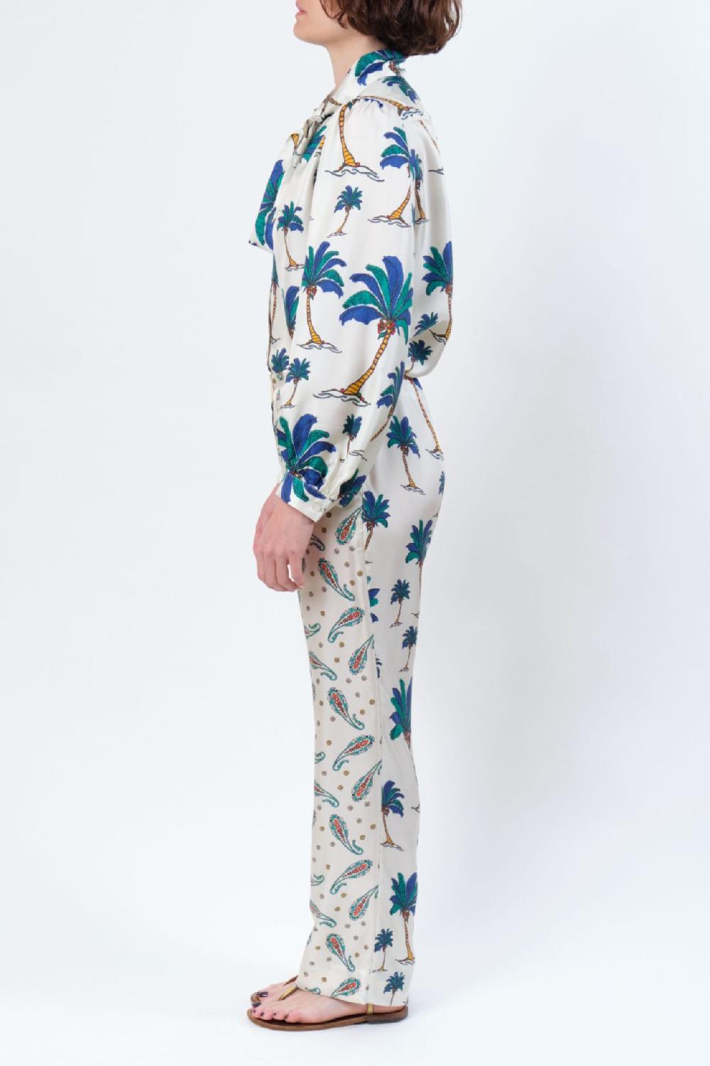 La Prestic Ouiston Pantalon LUCKY – Mix Palmier Bleu
