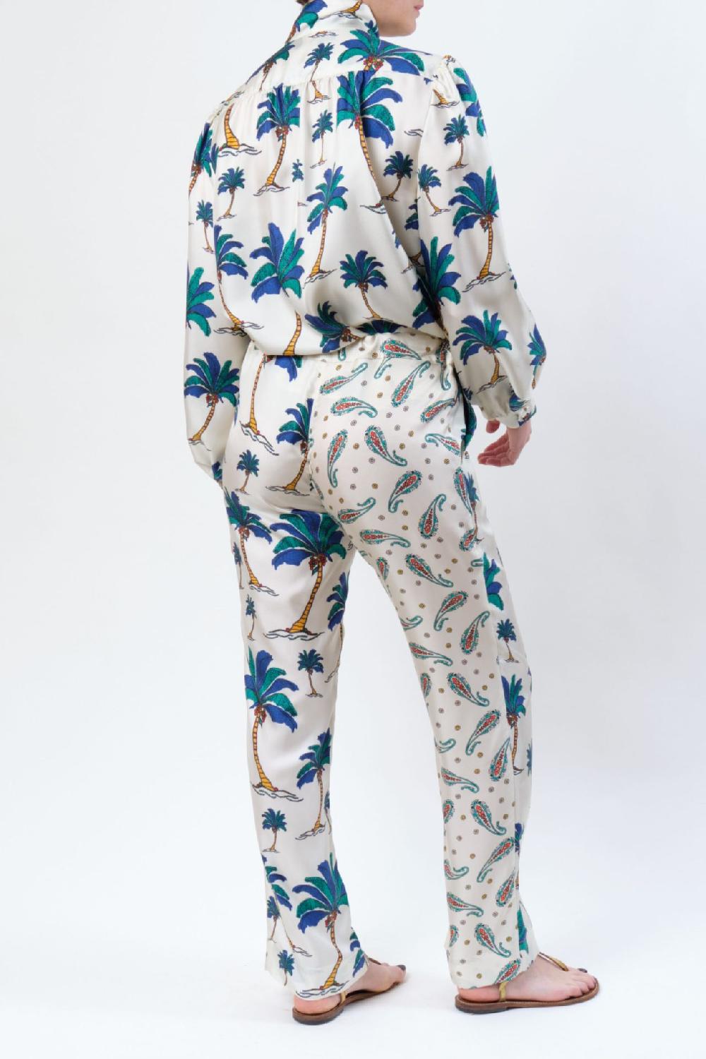 La Prestic Ouiston Pantalon LUCKY – Mix Palmier Bleu