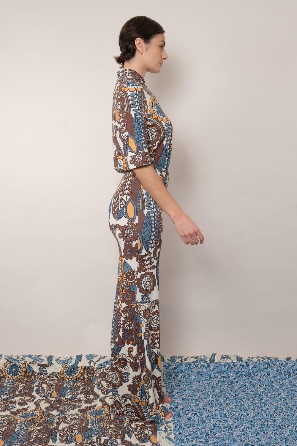 La Prestic Ouiston Polo LAUREN – Fiori Bleu Taupe