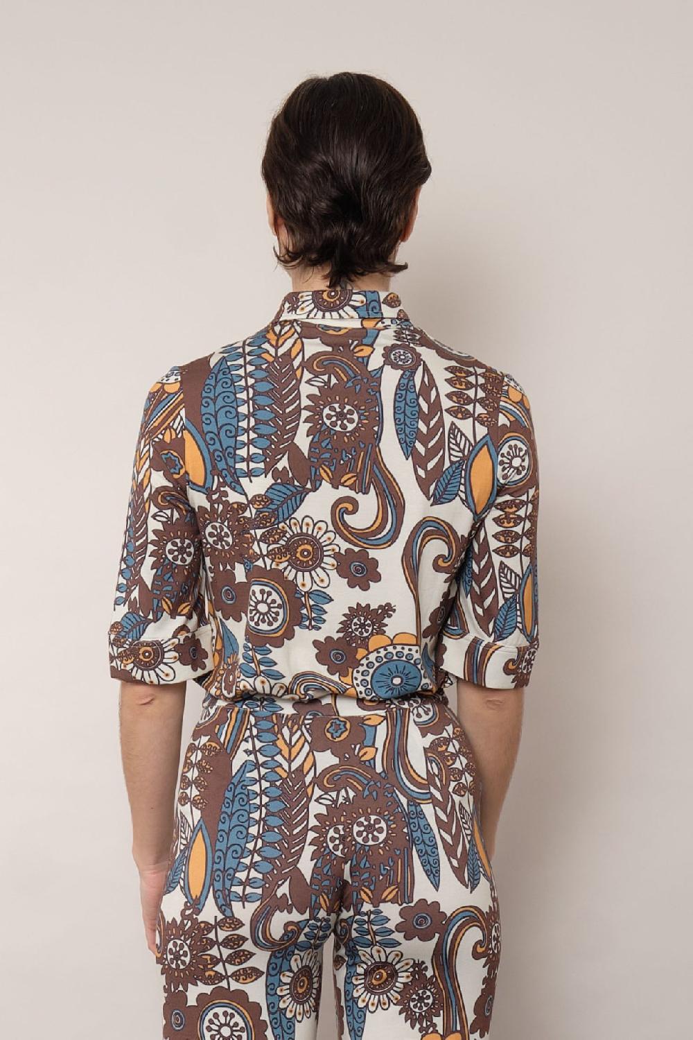 La Prestic Ouiston Polo LAUREN – Fiori Bleu Taupe