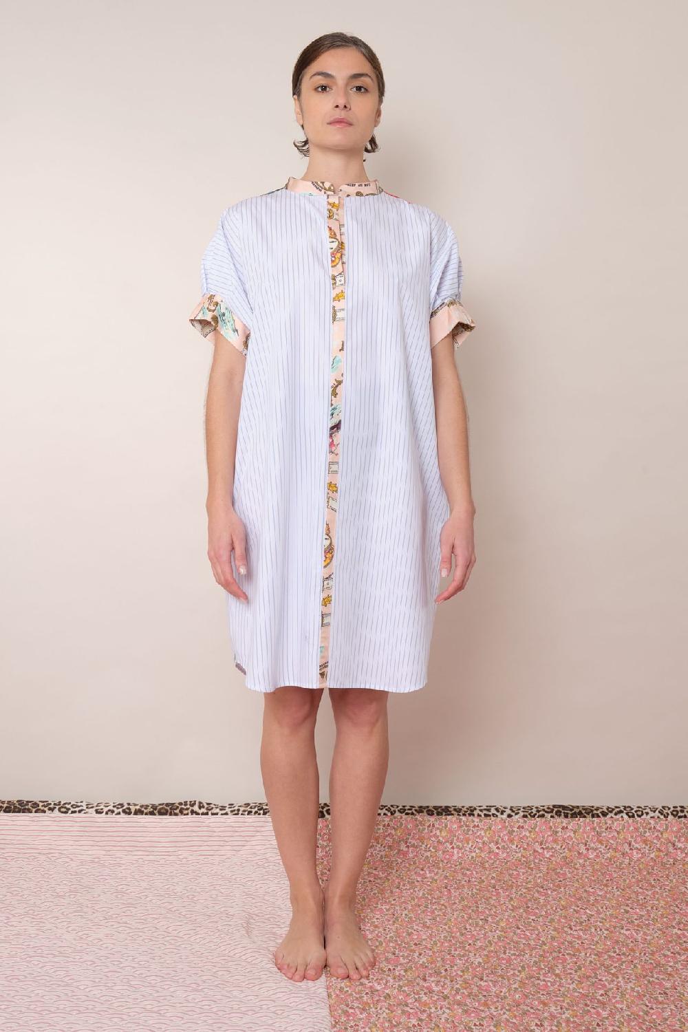 la prestic ouiston Robe CASABLANCA – Raye Ciel blanc