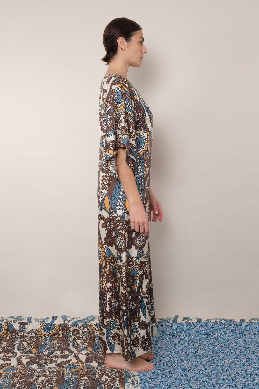 La Prestic Ouiston Robe MIDDAY – Fiori Bleu Taupe