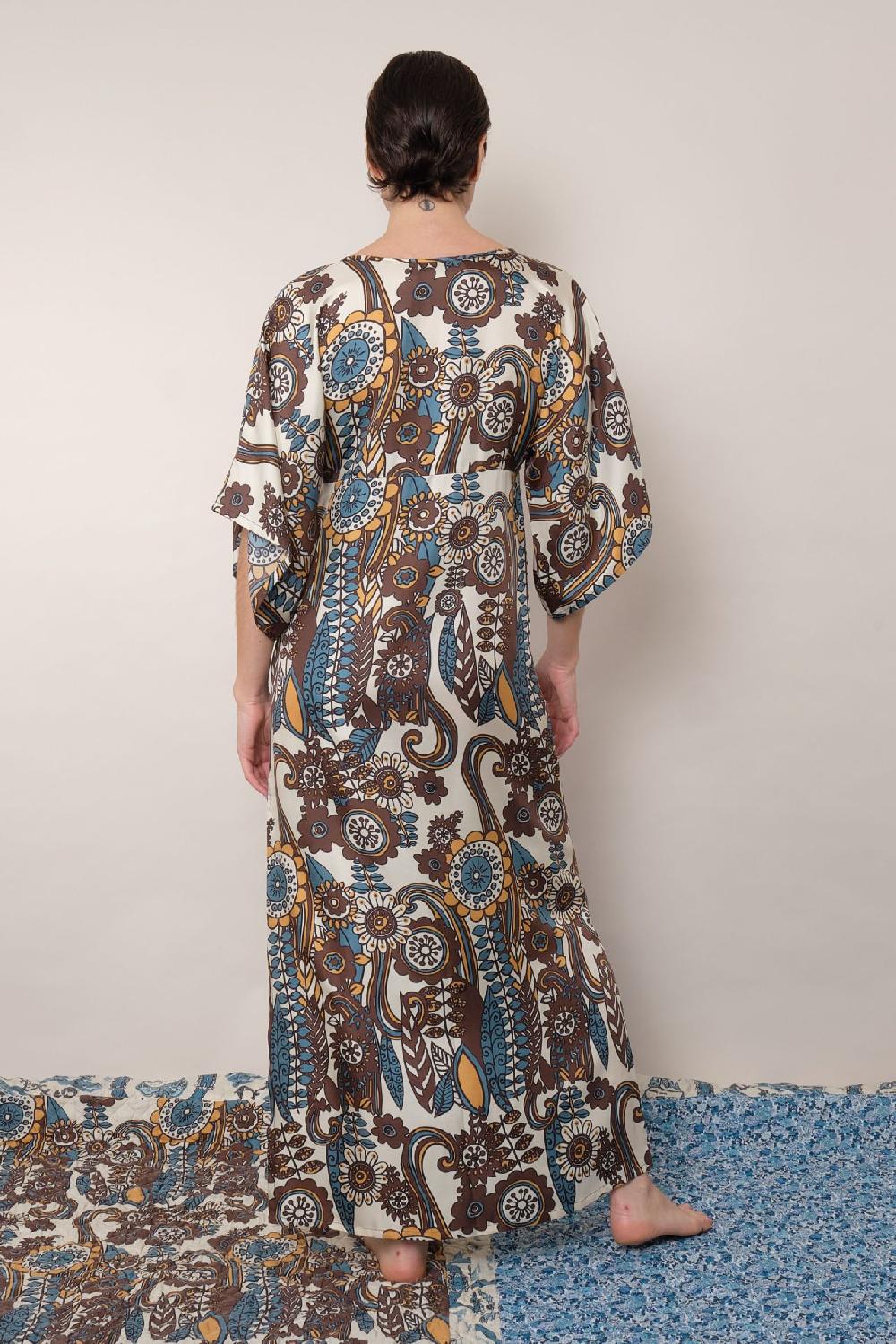 La Prestic Ouiston Robe MIDDAY – Fiori Bleu Taupe