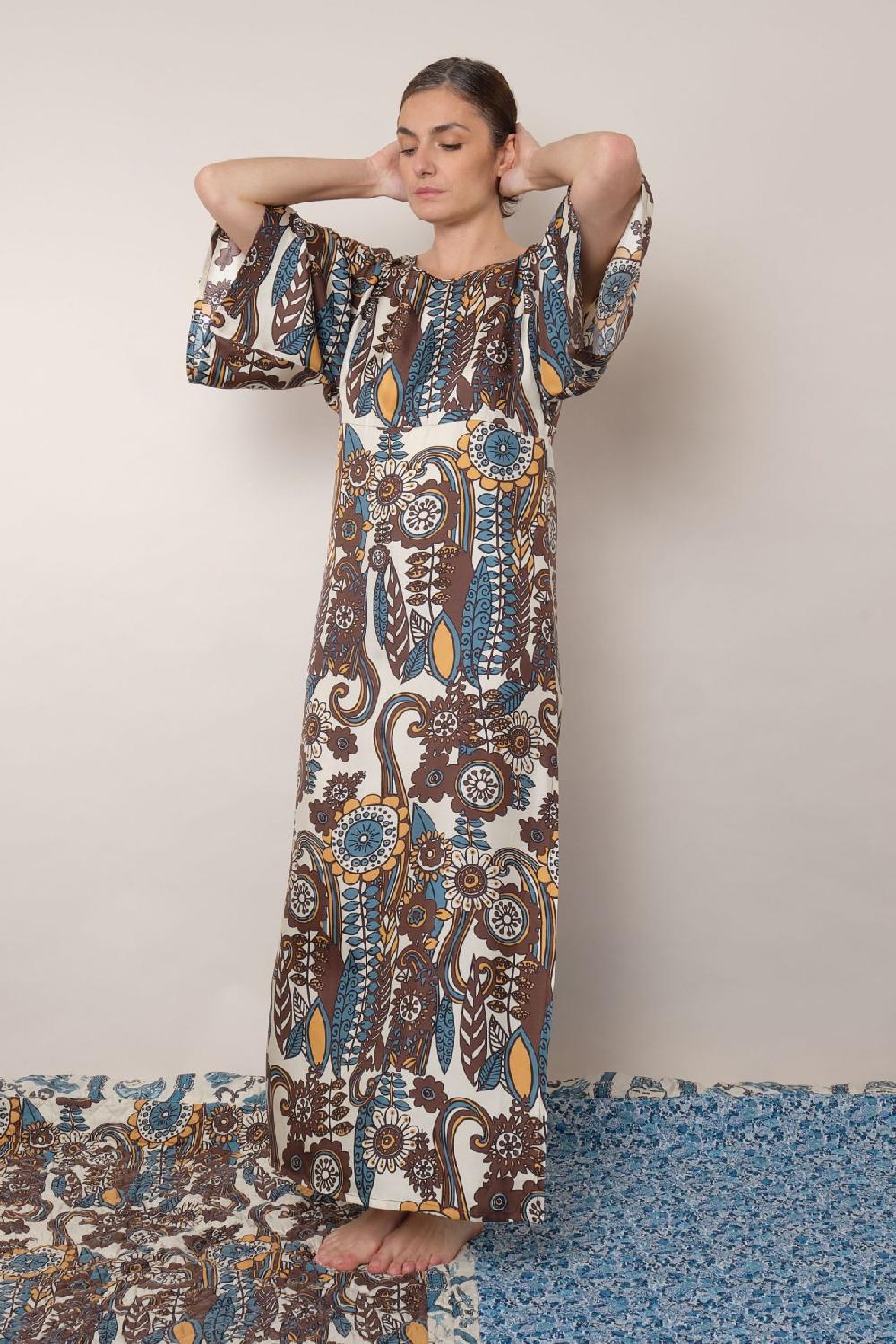 la prestic ouiston Robe MIDDAY – Fiori bleu Taupe