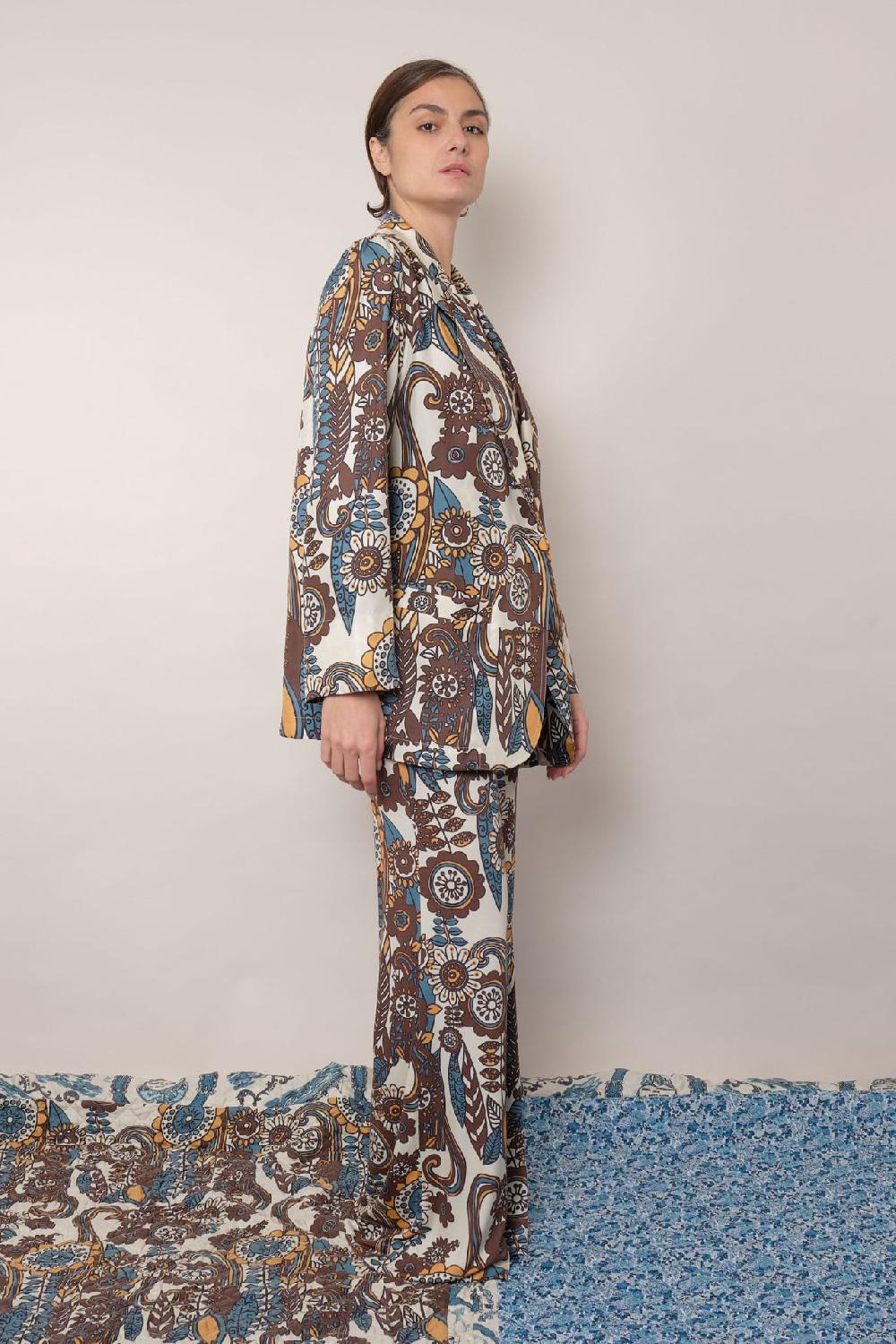 La Prestic Ouiston Veste ELICHOU – Fiori Bleu Taupe