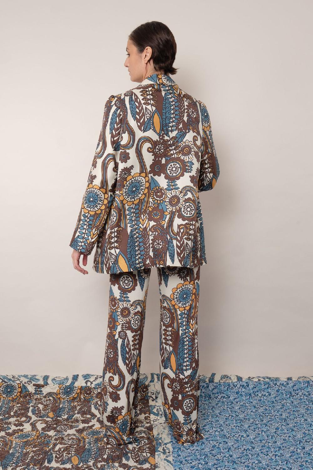 La Prestic Ouiston Veste ELICHOU – Fiori Bleu Taupe