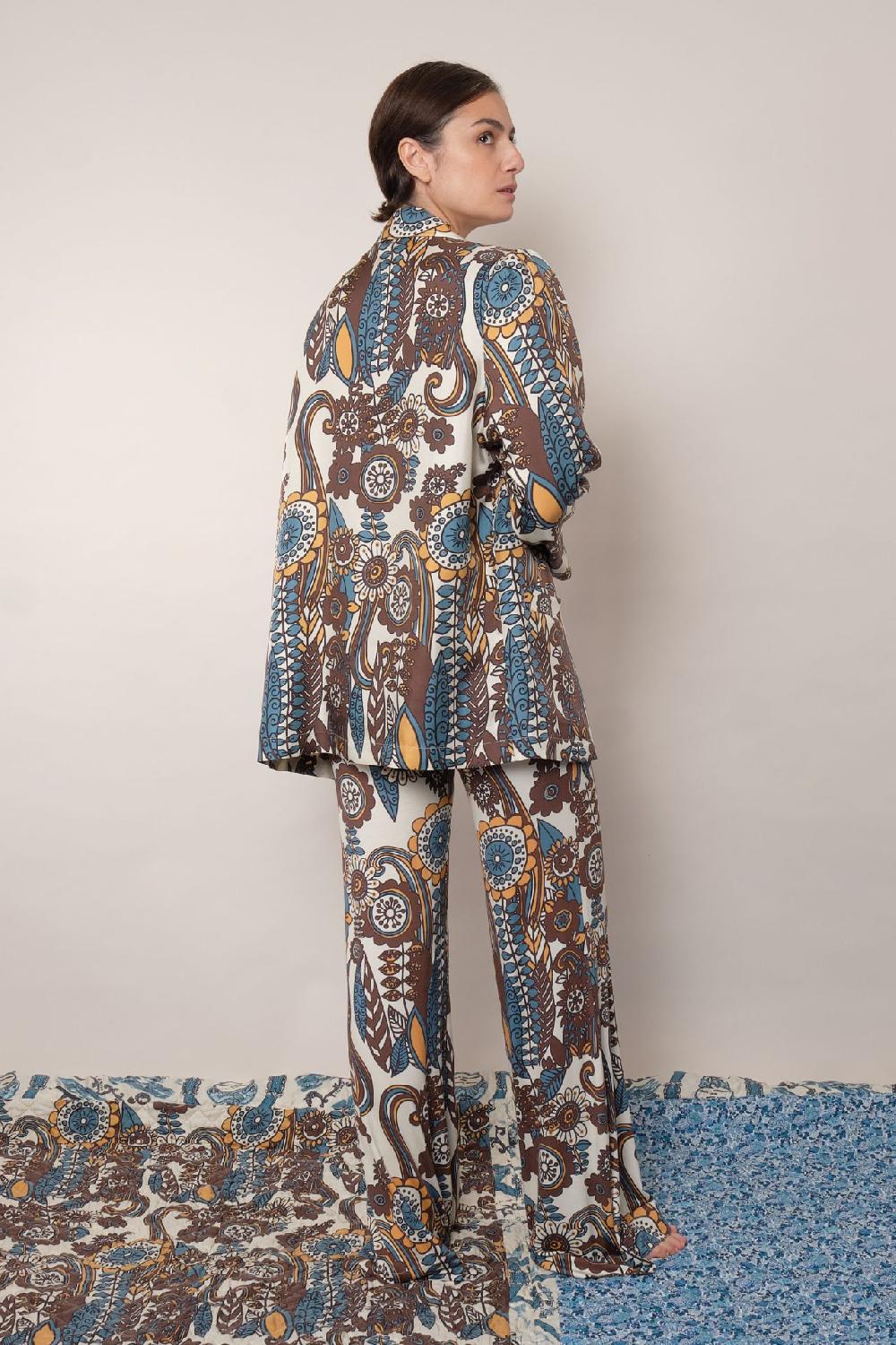 La Prestic Ouiston Veste ELICHOU – Fiori Bleu Taupe