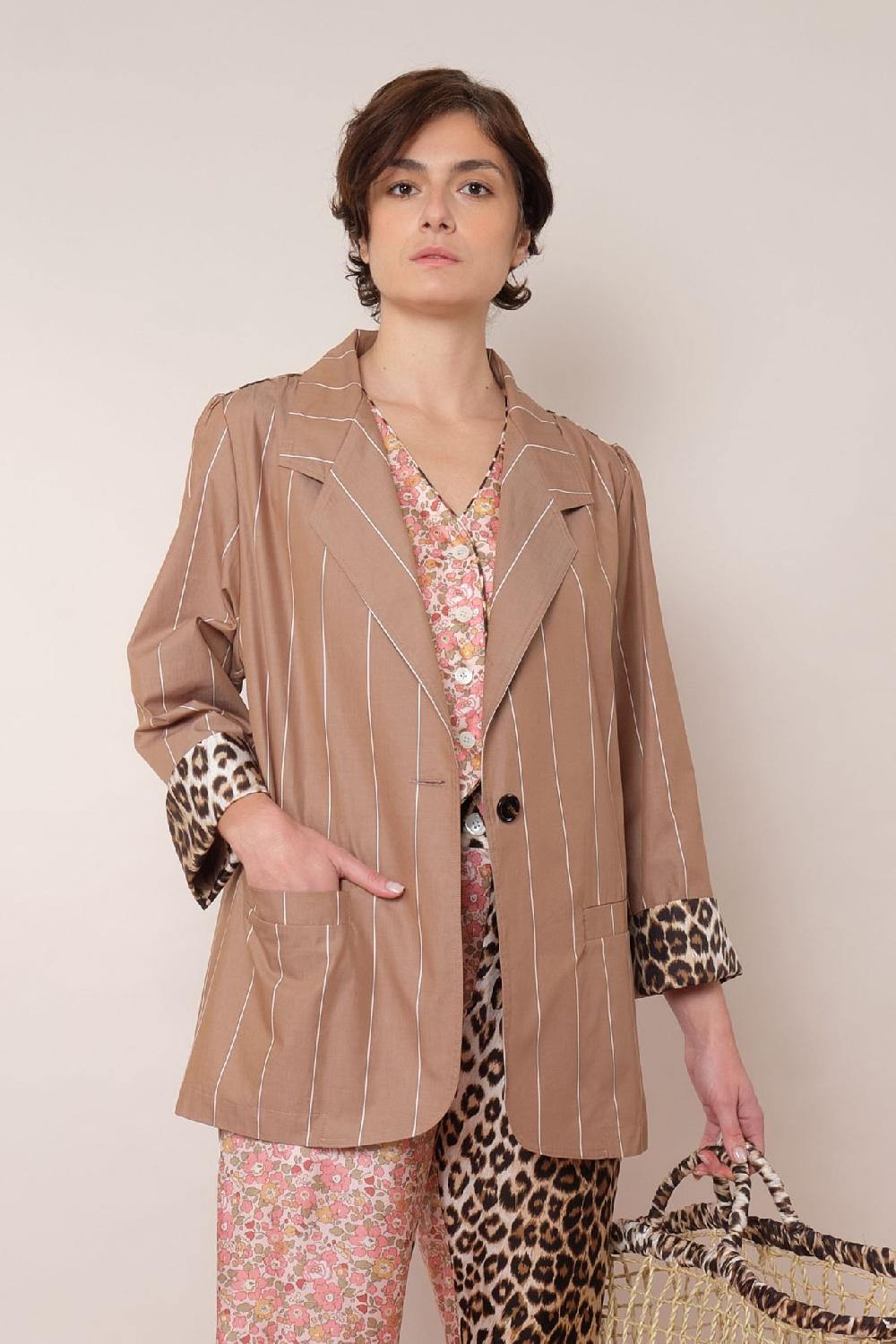 La Prestic Ouiston Veste ELICHOU – Raye Tabac