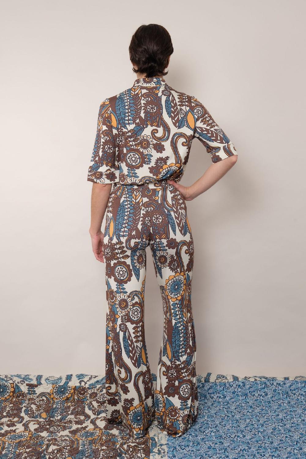 La Prestic Ouiston Pantalon GIUDECCA – Fiori Bleu Taupe