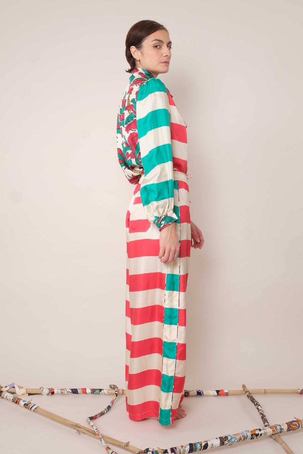La Prestic Ouiston Pantalon RING – Mix Raye Polo Fuchsia