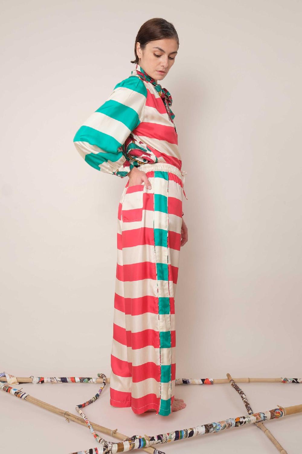 La Prestic Ouiston Pantalon RING – Mix Raye Polo Fuchsia