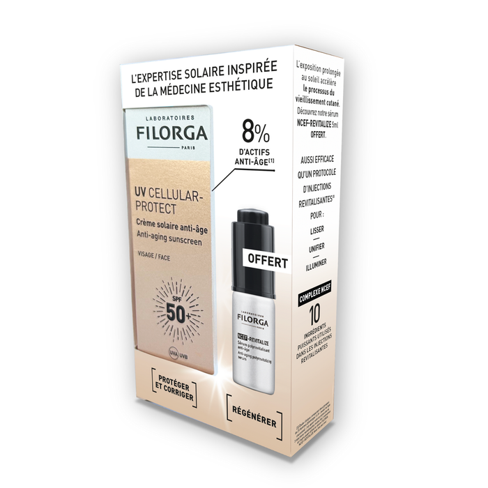 laboratoires filorga paris COFFRET UV CELLULAR-PROTECT VISAGE + NCEF REVITALIZE SÉRUM