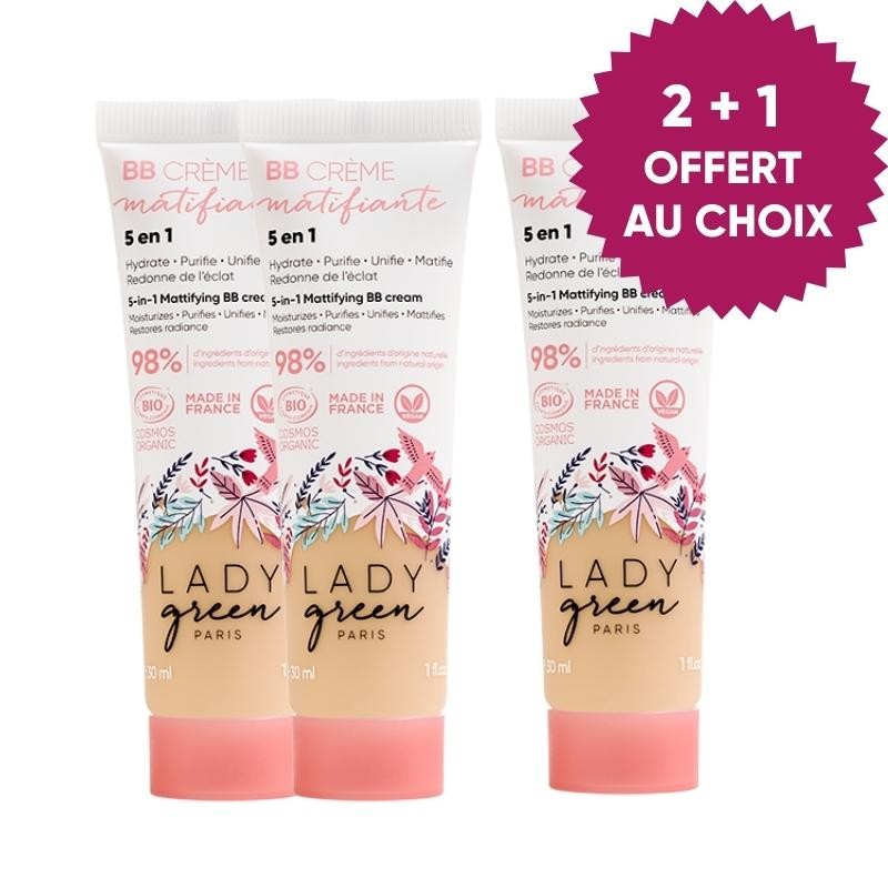 lady green 2+1 Offert au choix - BB Crème matifiante 5 en 1 - Claire