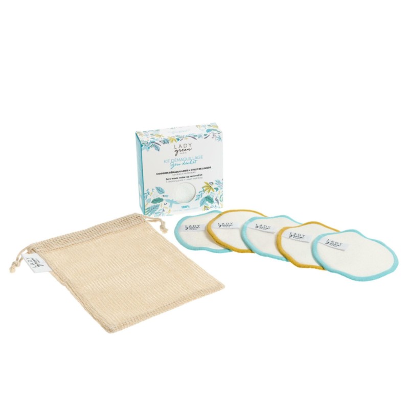 Lady Green Kit Démaquillage Zéro Déchet - 5 Disques Démaquillants + 1 Filet De Lavage